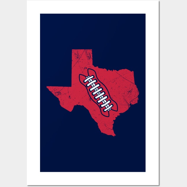 Texas Football, Retro - Navy/Red Wall Art by KFig21